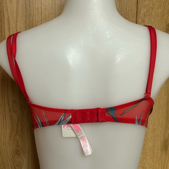 Pink Victoria’s Secret Red & Blue Lace Date Night Push Up Bra Size 34C - Picture 2 of 8